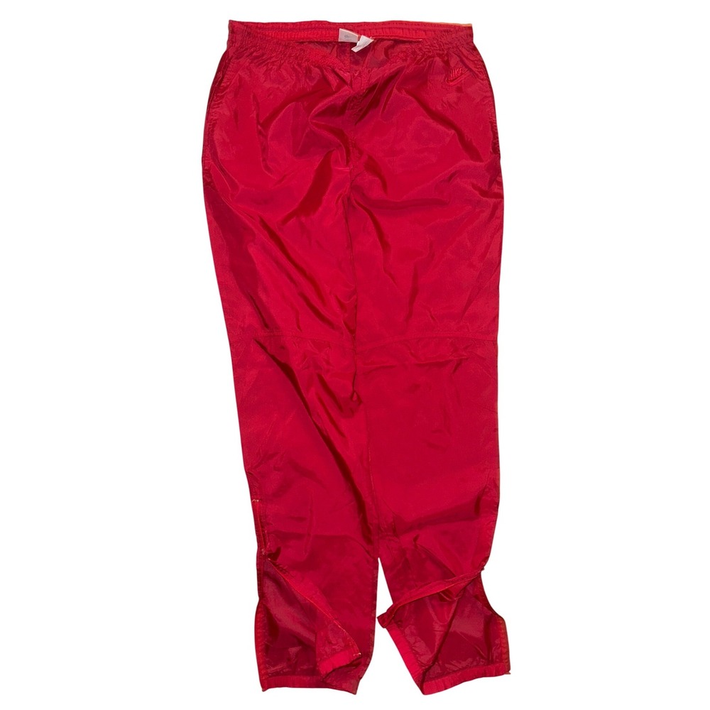 Vintage Nike Red Nylon Windbreaker Track Pants Mens Large 90s Sportswear Red